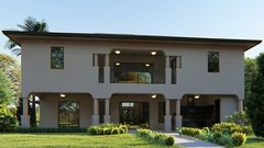 BLUEPRINTS MEDITERRANEAN TWO STORY HOUSE PLAN ARCHUP #105M 