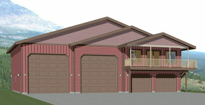 60×50 Apartment with 2-Car 2-RV Garage – PDF FloorPlan – 1,637 sqft – Model 2G