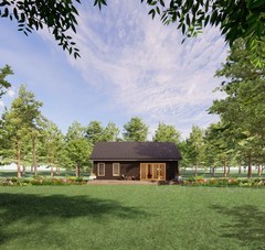 Modern Cabin Design – Minimal Scandavian 880 Square Feet – 2 Bed 1 Bath – Drawin