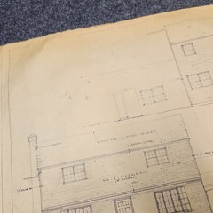 Vintage House Blueprint 33×17 1964 Mid Century Modern Drawing Art Glen Ellyn IL