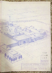 Vintage Architectural Drawing, Armstrong Tire Company, Des Moines, IA, Date 1972