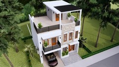 26×36 Small House Design 3 Beds 3 baths 8×11 Meter Terrace Roof (A4 Hard Copy)