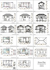 22.5×33 Feet Small House Plan 6.9×10 Meter 2 Beds 3 Bath Hip Roof (A4 Hard Copy)