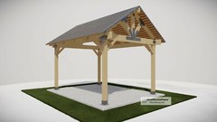 12’x16′ Wood Gazebo plans, Post Gable Complete Pavilion DIY drawings