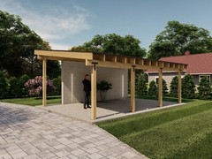16×24 Lean to Pavilion Plans with Concrete Wall, Modern Carport Blueprints
