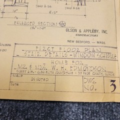 Vintage House Blueprint 33×17 1964 Mid Century Modern Drawing Art Glen Ellyn IL