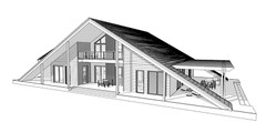100’x54’ 4-Beds 4-Baths Charming A-Frame Architectural Build Plans PDF Download