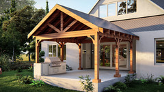 15’x16’ Cedar Canopy DIY Plans – Post Layout, Elevations, 3D Views, Roof Framing