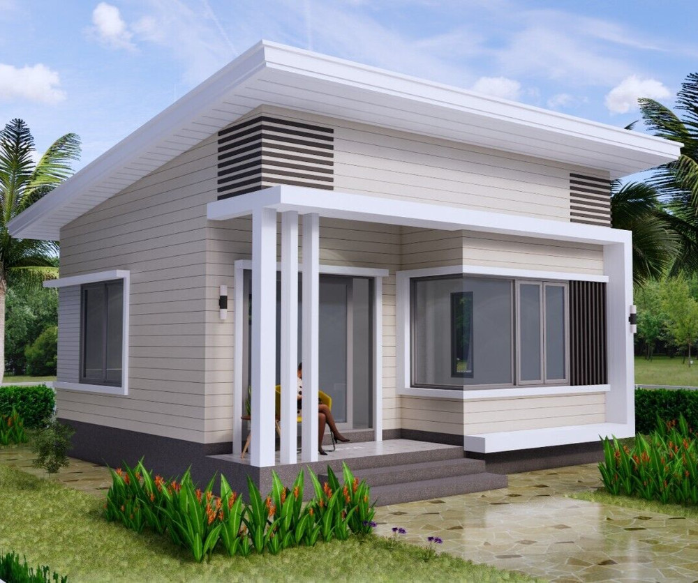 21×21 Feet Tiny House Plans 6.5×6.5 Meter 1 Bed 1 Bath Shed Roof (A4 Hard Copy)