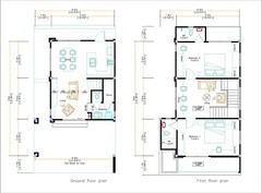 22.5×33 Feet Small House Plan 6.9×10 Meter 2 Beds 3 Bath Hip Roof (A4 Hard Copy)