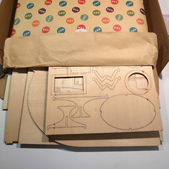 Vintage Kid Made Modern Design Your Own Modern House Craft Kit. Wood & Paper.