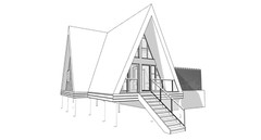 42’x49’ 2 Beds 1 Bath Small A-Frame Cabin Architectural Build Plans PDF Download