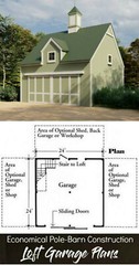 16 Car Barn Designs with Lofts – Complete Sets of Pole-Barn Building Plans (G9)