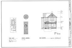 Victorian style home, wrap-around porch, 3 bedrooms, architectural prints