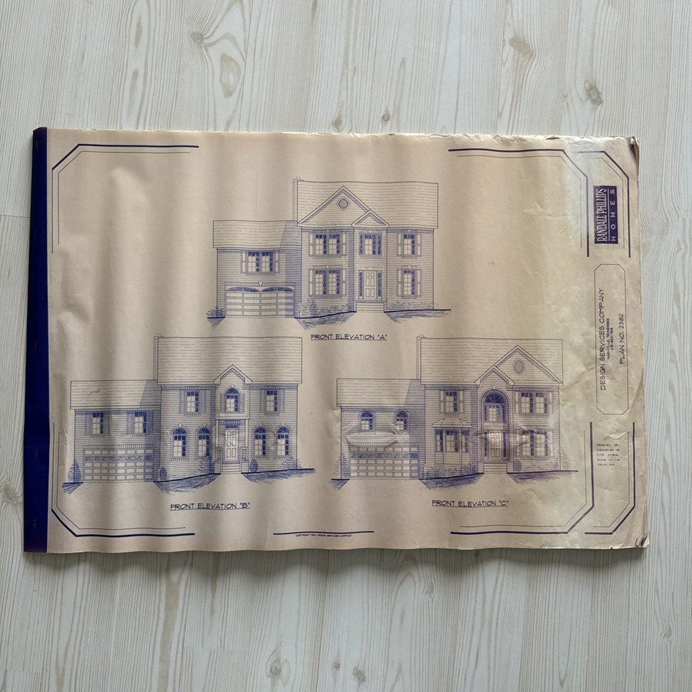 2-Story Colonial Gable-Front House 3 Bed 2.5 Bath 14page ORIGINAL Blueprint 1994