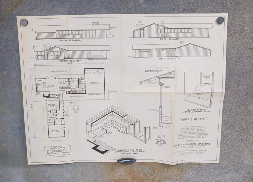 VTG 1950s Harris House Good Housekeeping Floor Plan L Shape Ranch Harwell MCM