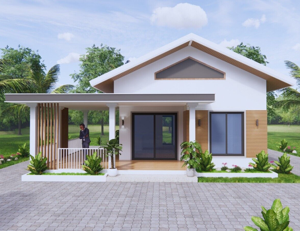 20×30 Small House Plan 6×9 Meter 2 Bed 1 Bath Gable Roof (PDF &A4 Hard Copy)
