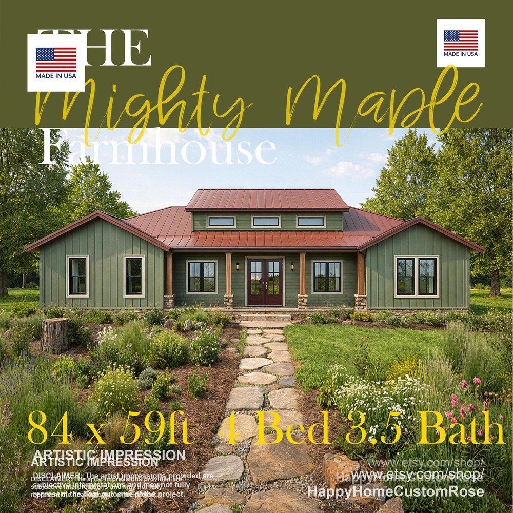 Mighty Maple Barndominium House Plan – 2636 SF, 4 Bed 3.5 Bath – Modern Open Flo
