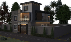 Modern House Design with Front Elevation Architectural Dwg (35×45) 3d View