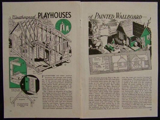 English Cottage PLAYHOUSE 1934 How-To build PLANS 10×12