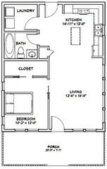 24×30 House — 1 Bedroom 1 Bath — PDF Floor Plan — 720 sq ft — Model 2C