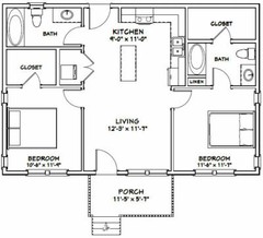 36×24 House — 2 Bedroom 2 Bath — 864 sq ft — PDF Floor Plan — Model 1D