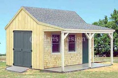 12′ x 16′ Cottage / Cabin Shed With Porch Plans #81216