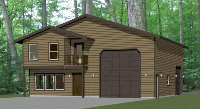 40×42 House — 3 BR 2.5 Ba 1-RV Garage – PDF Floor Plan – 1,619 sqft – Model 2E