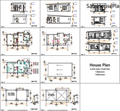 15×30 Feet Small House Plan 4.5×9 Meter 1 Bed 1 Bath Shed Roof (A4 Hard Copy)