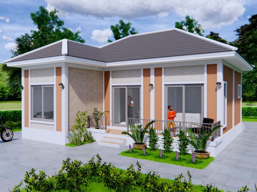 30×30 Feet Small House 9×9 Meter 2 Beds 2 Baths Hip Roof PDF & (A4 Hard Copy)
