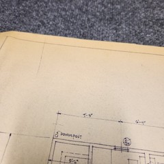 Vintage House Blueprint 33×17 1964 Mid Century Modern Drawing Art Glen Ellyn IL