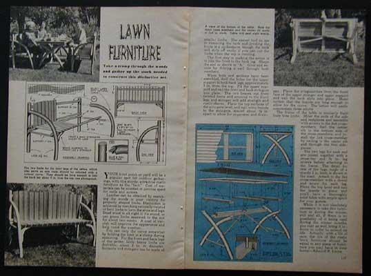 Rustic Twig Lawn Furniture Table Seats 1947 HowTo Build PLANS