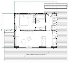 Modern House Cabin Plan, 20’x25′ Lean Cottage Architectural Blueprint
