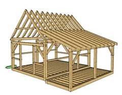 Timber Frame Cabin PRINTED Plans 16’x20′ w/porch 2 doors, plans on 8 1/2×11 new