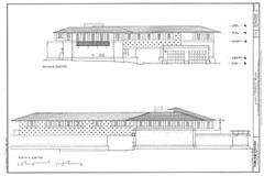 Frank Lloyd Wright Prairie Style home, architectural drawings, Coonley House