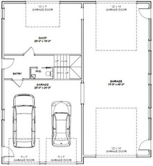 44×48 Apartment with 2-Car 1-RV Garage – PDF FloorPlan – 1,645 sqft – Model 1H