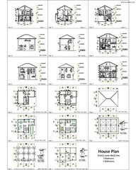 28×22 Feet House Plans Design 8.5X6.5 Meter 3 Beds 3 Baths Hip (A4 Hard Copy)