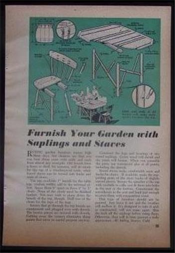 Rustic Garden Furniture Table & Chair 1949 How-To build PLANS