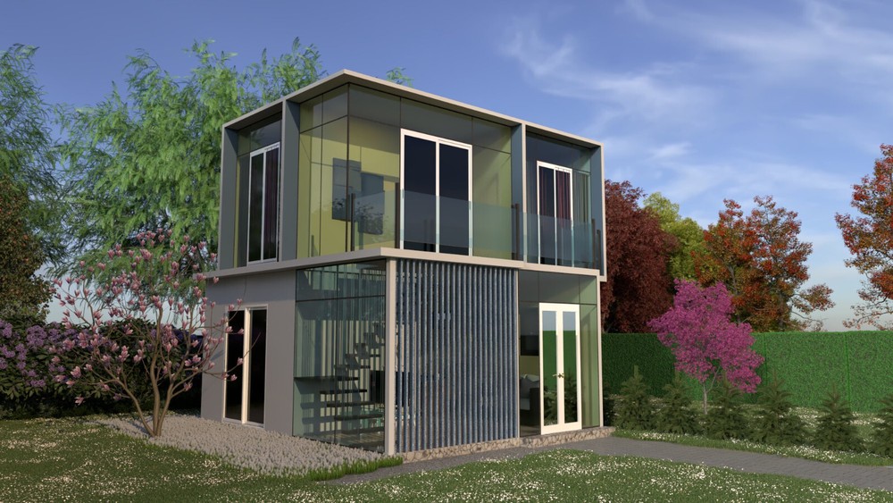 2 Story Modern House Plan with Blueprint PDF, DWG & 3D Design- 900sqft (No 11)