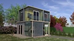2 Story Modern House Plan with Blueprint PDF, DWG & 3D Design- 900sqft (No 11)