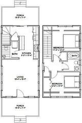 16×30 House — 2 Bedroom — PDF Floor Plan — 873 sq ft — Model 8
