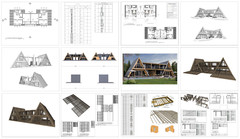 86’x49’ 4 Beds, 4 Baths Double A-Frame House Architecture Plans PDF Download.