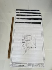 Set of Five (5) Three Page Architectural Drawings of Basement Plans Foundation