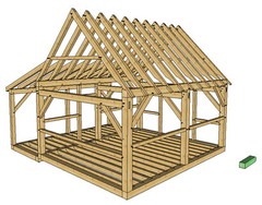 Timber Frame Cabin PRINTED Plans 16’x20′ w/porch 2 doors, plans on 8 1/2×11 new