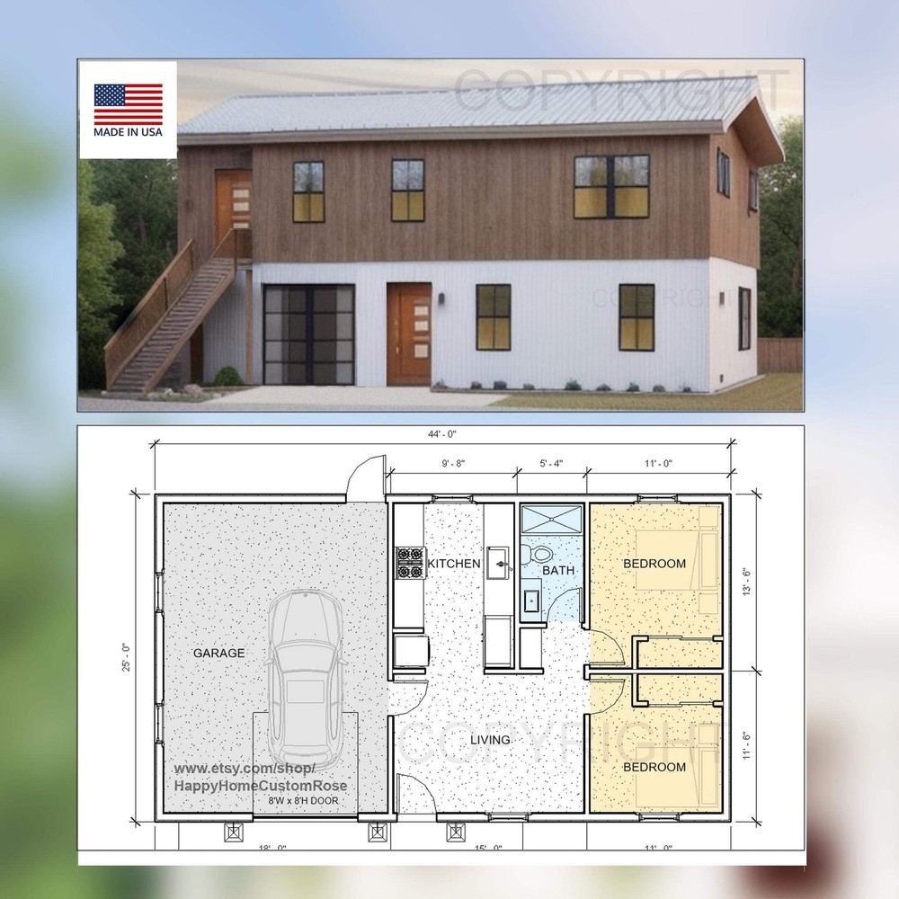 Maple two-level Duplex House Plan Design – 2200 SF – Modern Multifamily – Drawin