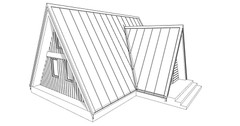 34’x28’ 1 Bedroom, 1 Bath Cozy A-Frame Cabin Architectural Plans PDF Download.