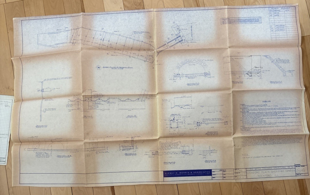 Vintage 1967 Blueprint Civil Engineering Plans Goldblatts Rockford IL