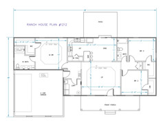 Ranch House Plans 1614 SF 3 Bed 2 Bath Split BR – Open Floor (Blueprints) #1212