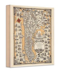 1939 Pictorial Map of Manhattan New York City Art Deco Print