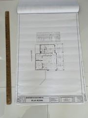 Set of Five (5) Three Page Architectural Drawings of Basement Plans Foundation